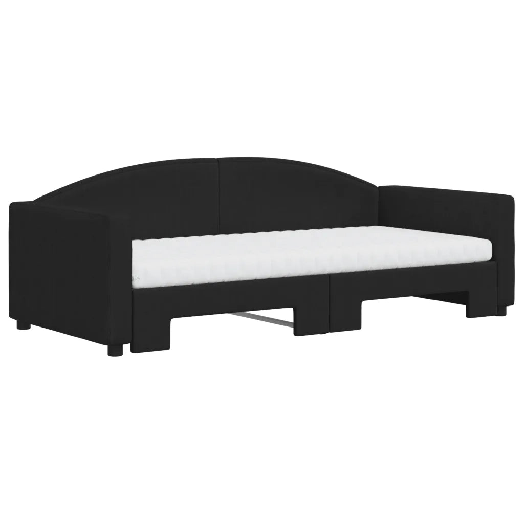 vidaXL Divano Letto Estraibile con Materassi Nero 90x190 cm in Tessuto