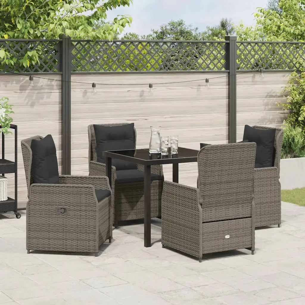 Set da Pranzo per Giardino 5 pcs Grigio polyrattan 3380954