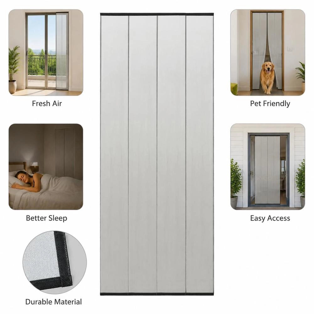 Insect Screen For Doors, Black, 100x220 Cm, Polyester
