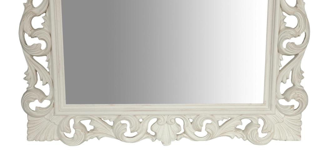 Biscottini SPECCHIERA DA PARETE IN LEGNO FINITURA BIANCA ANTICATA MADE IN ITALY realizzata