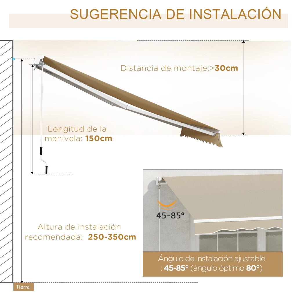 Tenda da Sole 4x2.5 m Avvolgibile a Manovella ¨C Zephmum ¨C Beige Metallo Alluminio