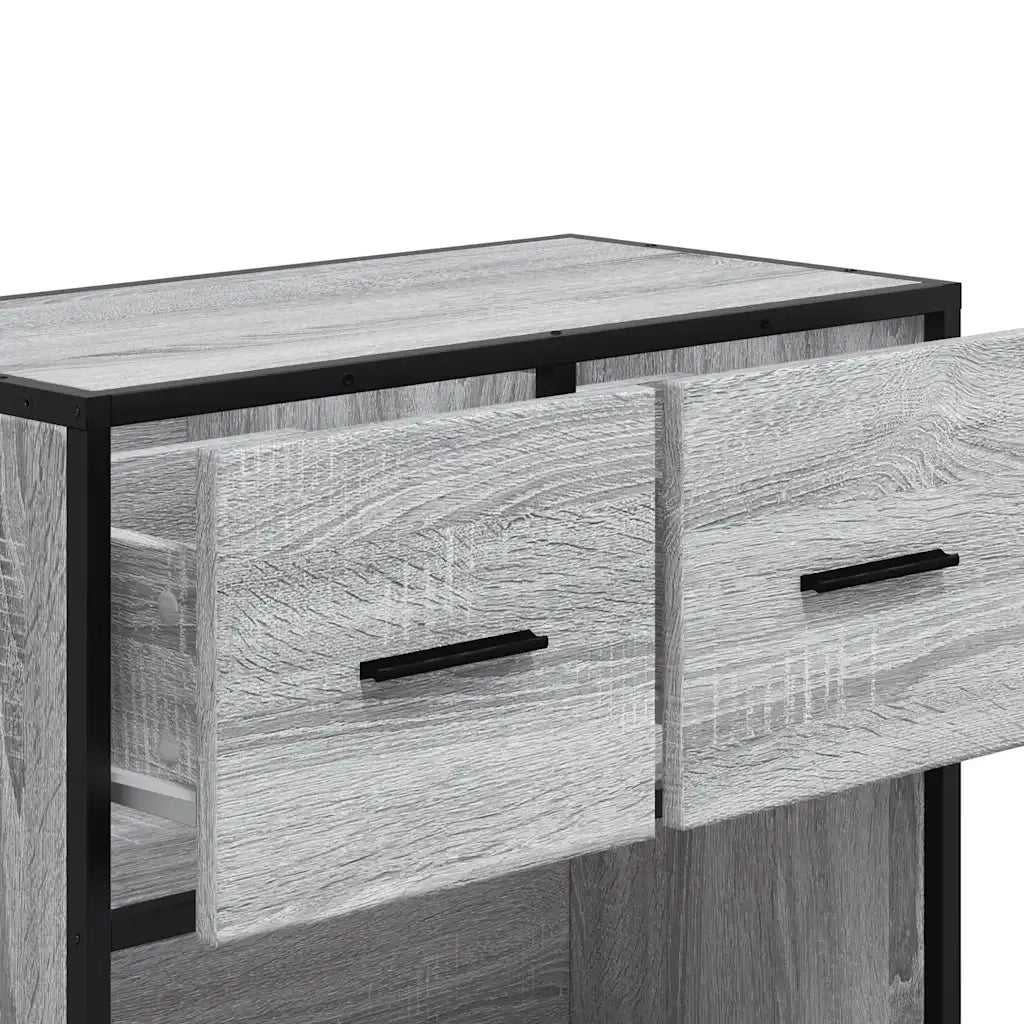 Comodino-Tavolino da notte Grigio Sonoma 60x31x60 cm Legno Multistrato e Metallo