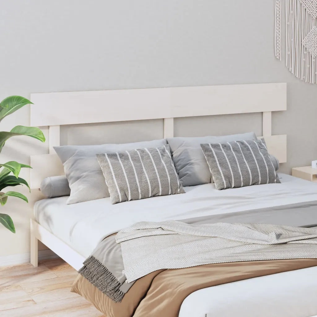 Testiera | Testata per Letto Bianca 204x3x81 cm in Legno Massello di Pino