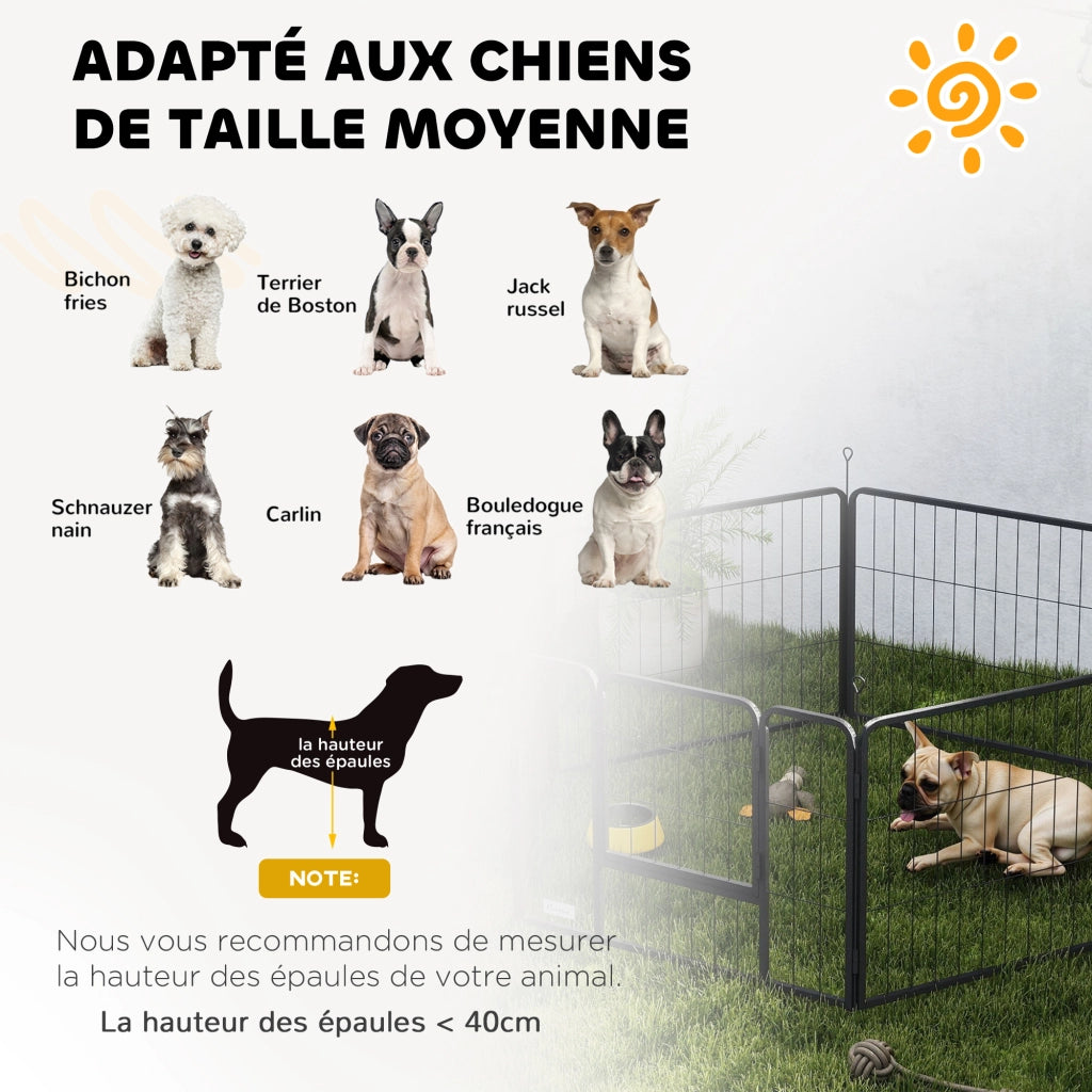 Recinto per cani 6 pannelli ¨C zephmum ¨C 80x60 cm grigio acciaio pieghevole