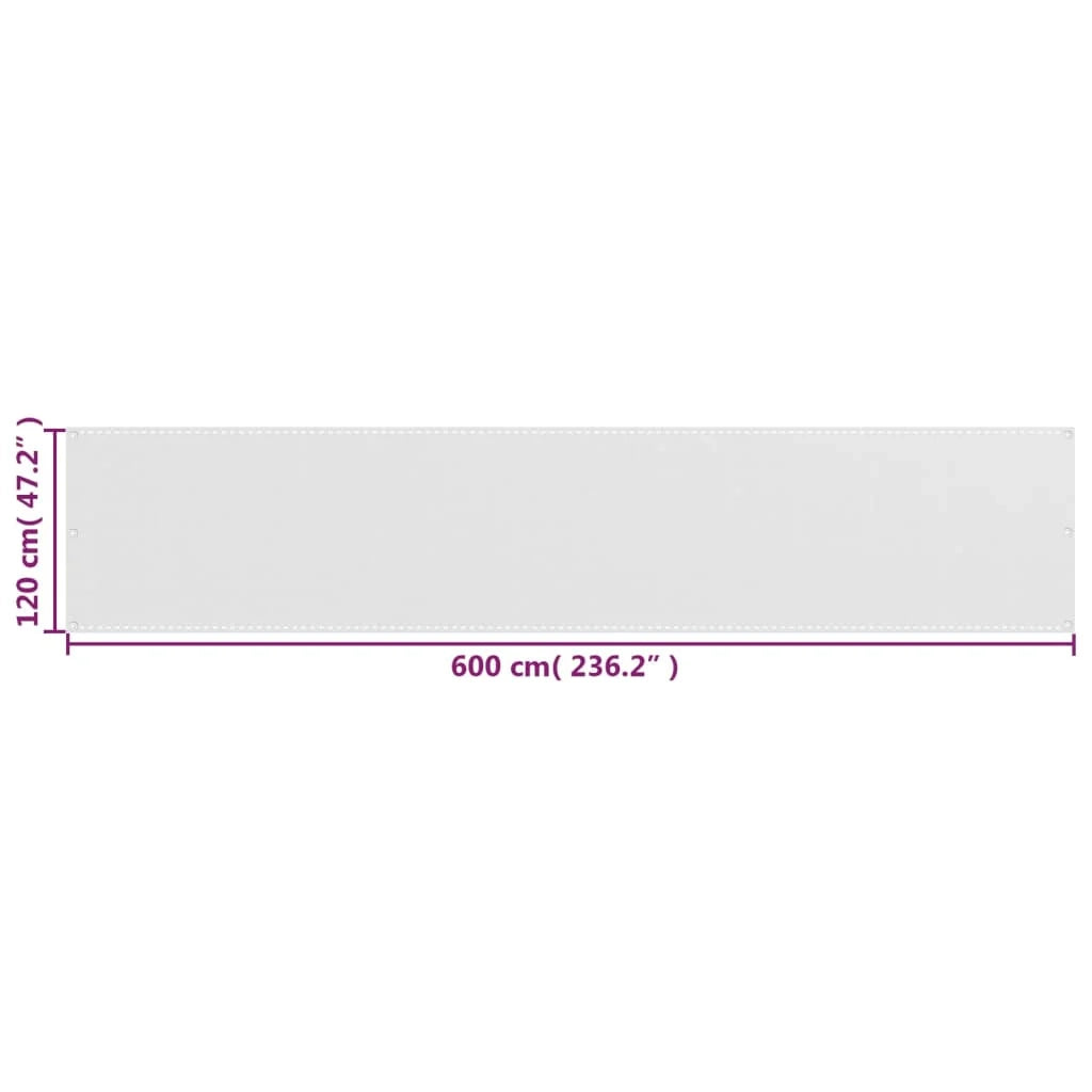 Paravento per balcone protezione privacy schermo privacy 120 x 600 cm HDPE bianco 02_0010046