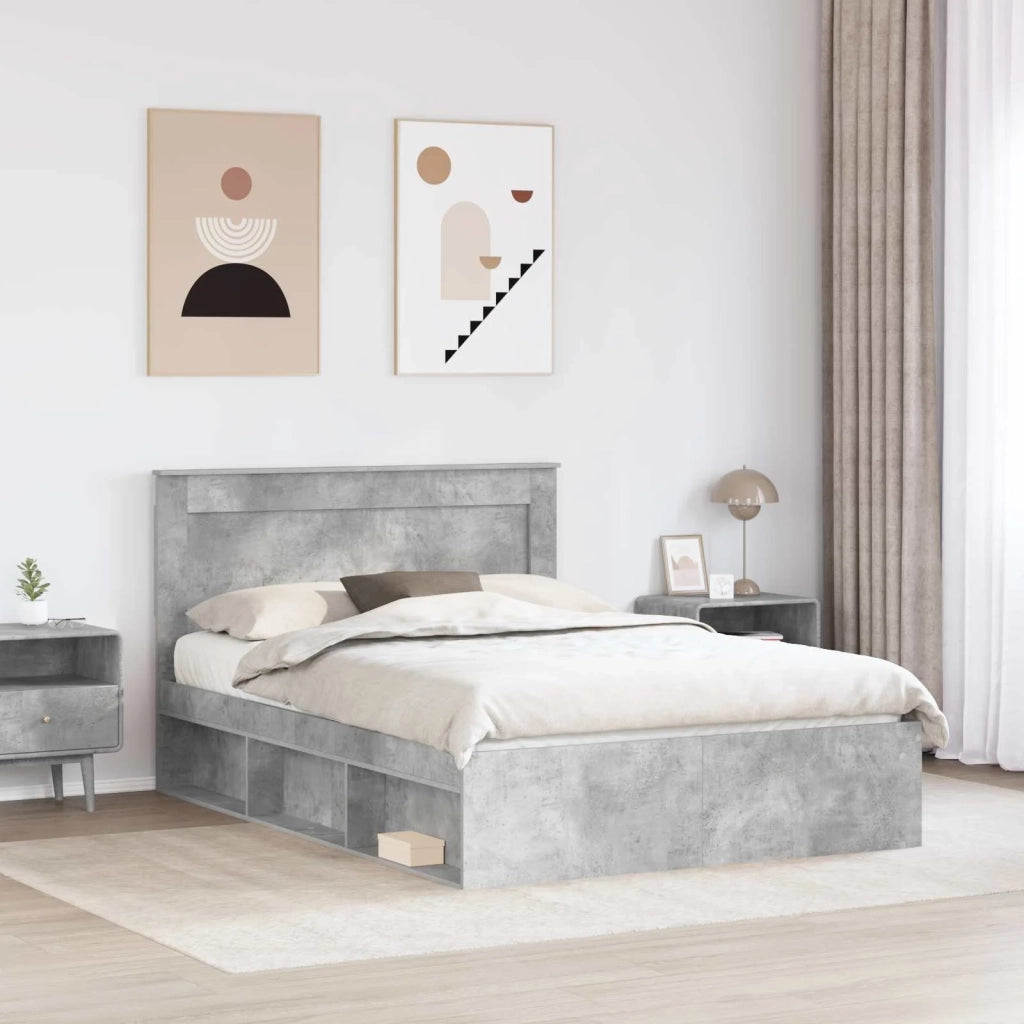 Struttura del letto Calcestruzzo 140 x 190 cm Pino massello 3410083