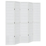 Divisorio Ambienti 5 Pannelli-Set di 5 pannelli Paravento Bianco Legno Massello di Paulownia 993770