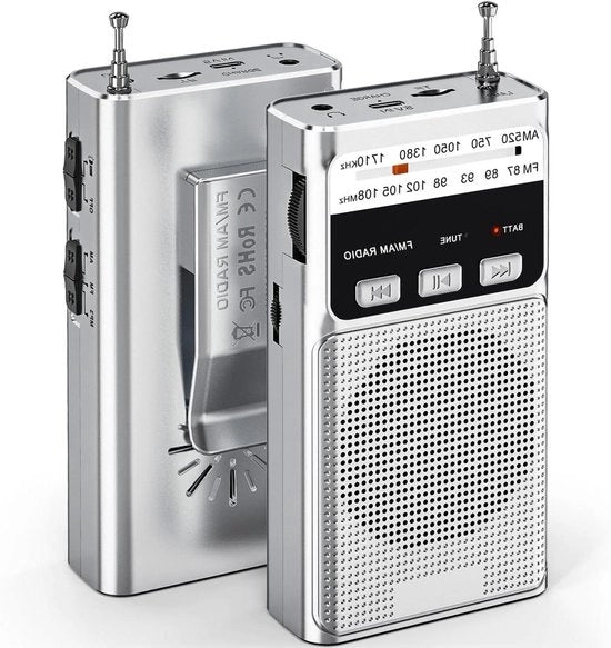 Radio a mano portatile AM FM con batteria ricaricabile da 1200mAh - eccellente ricezione e qualità dell'audio.