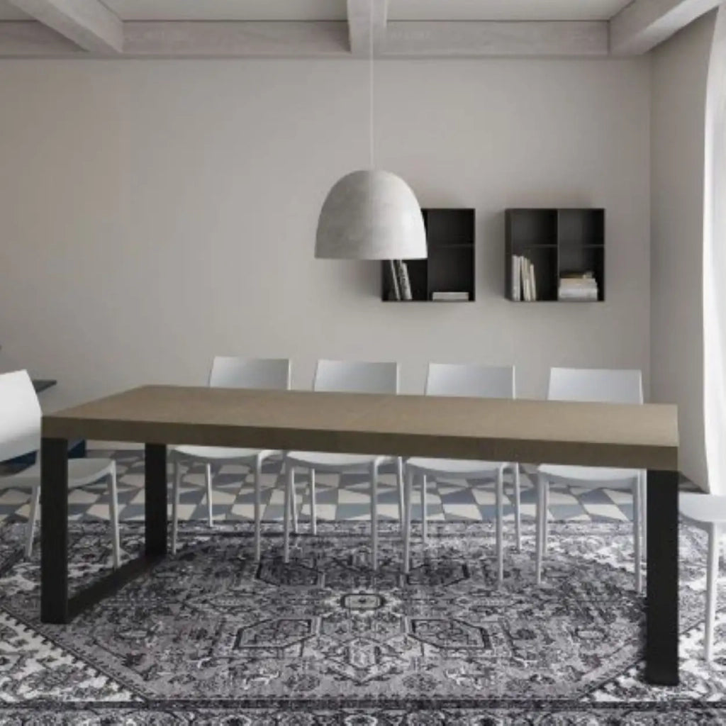 Tavolo allungabile 140/400x90 cm Tecno Premium tortora gambe antracite