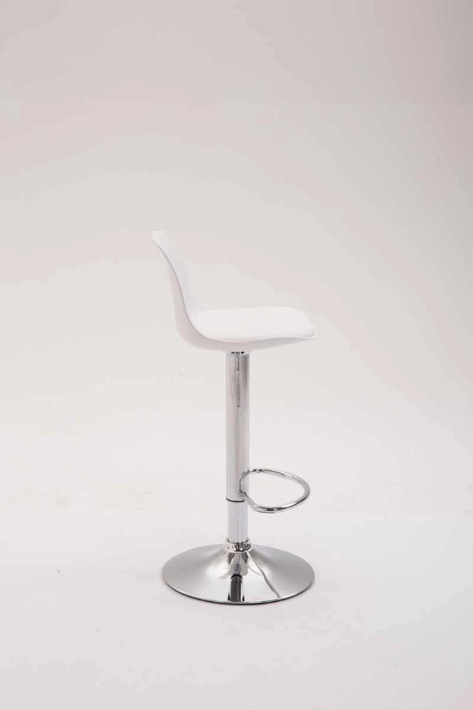 Sgabello di design KIEL in polipropilene e similpelle cromo,bianco
