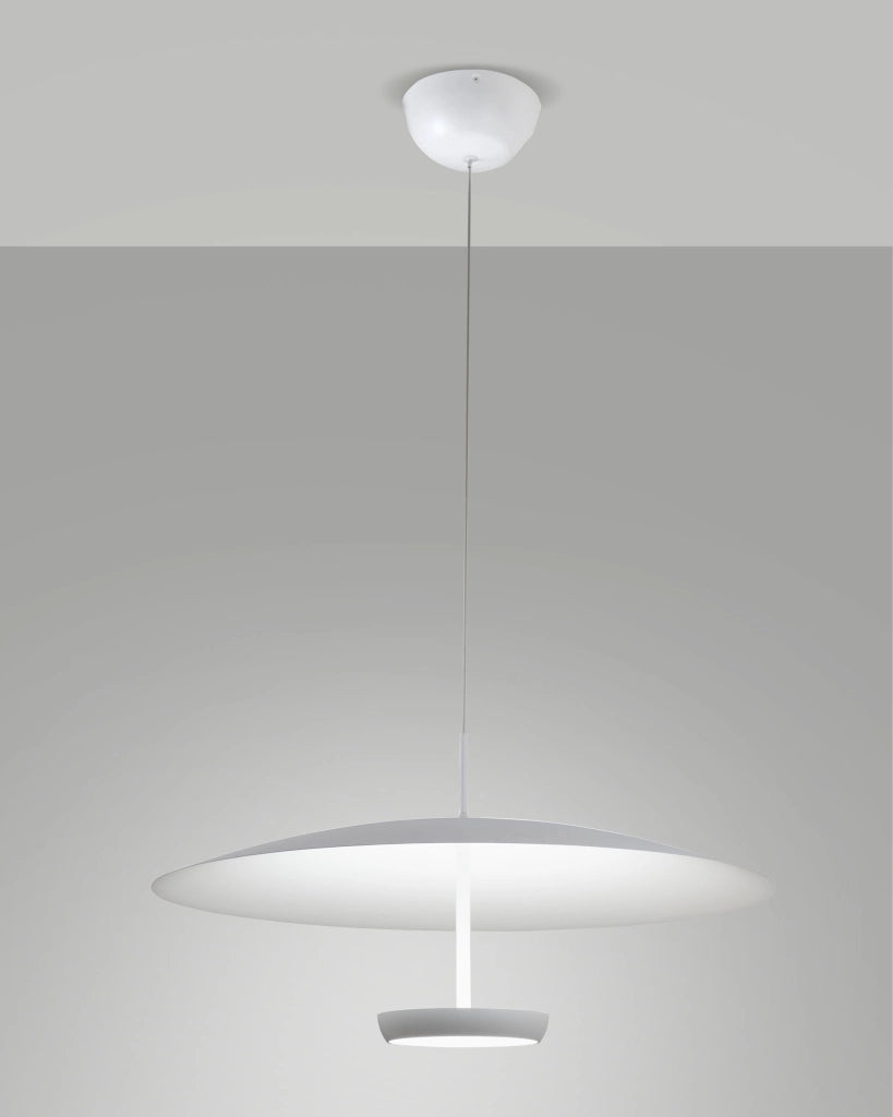 Lampada a Sospensione Yuko LED 40W 3200lm 3000K Dimmerabile a step, Struttura in Metallo e Metacrilato, Bianco - Yuko