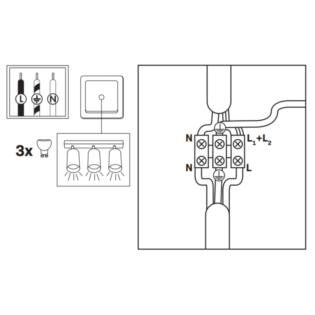Applique/Plafoniera 3 luci nera GU10 orientabile IP44