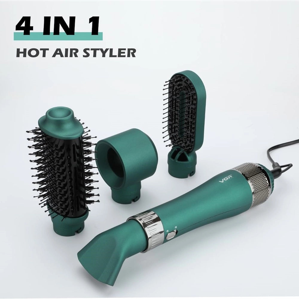 Trade Shop - Spazzola Aria Calda Vgr V-493 Styler 4in1 Ionico Professionale Parrucchiere - Verde