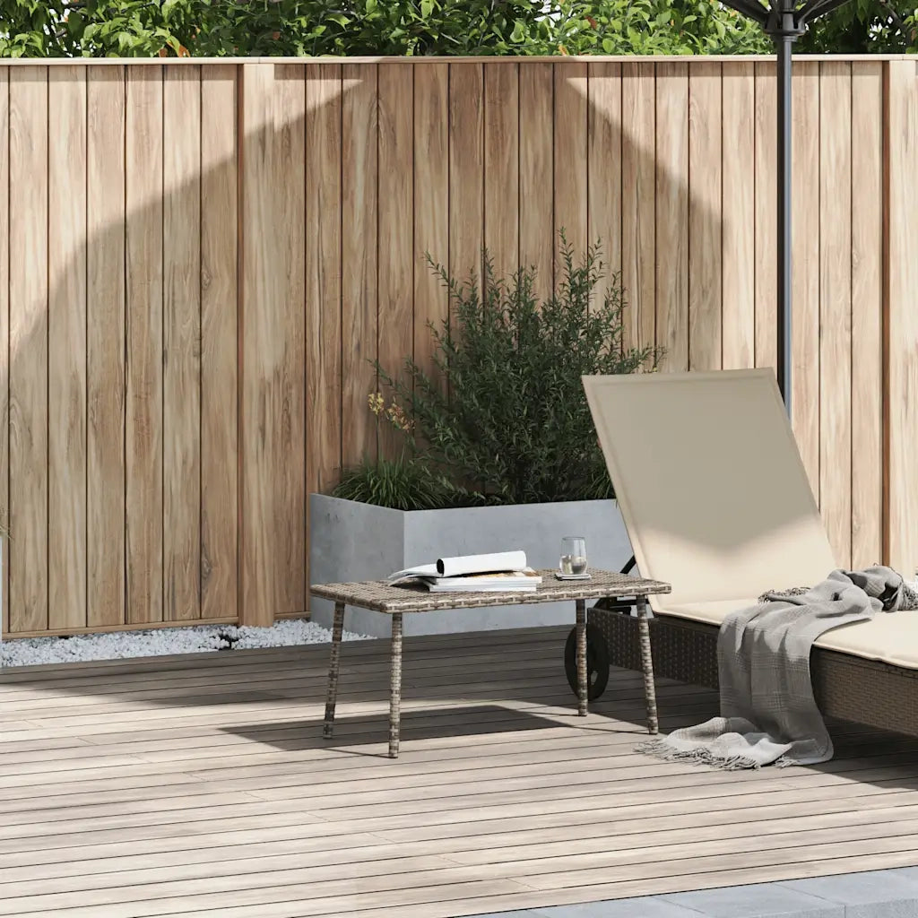 Tavolino da Giardino | Tavolino da esterno Rettangolare Grigio 80x40x37 cm Polyrattan