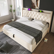 Letto matrimoniale 140x200 cm con LED, USB-C e materasso