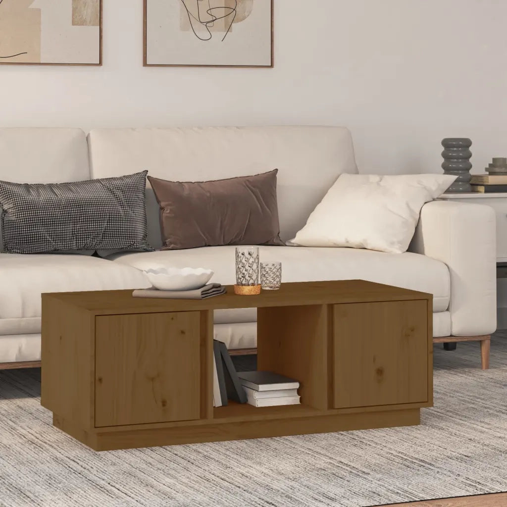 Tavolino da Salotto ambra 110x50x40 cm Legno Massello di Pino 814427