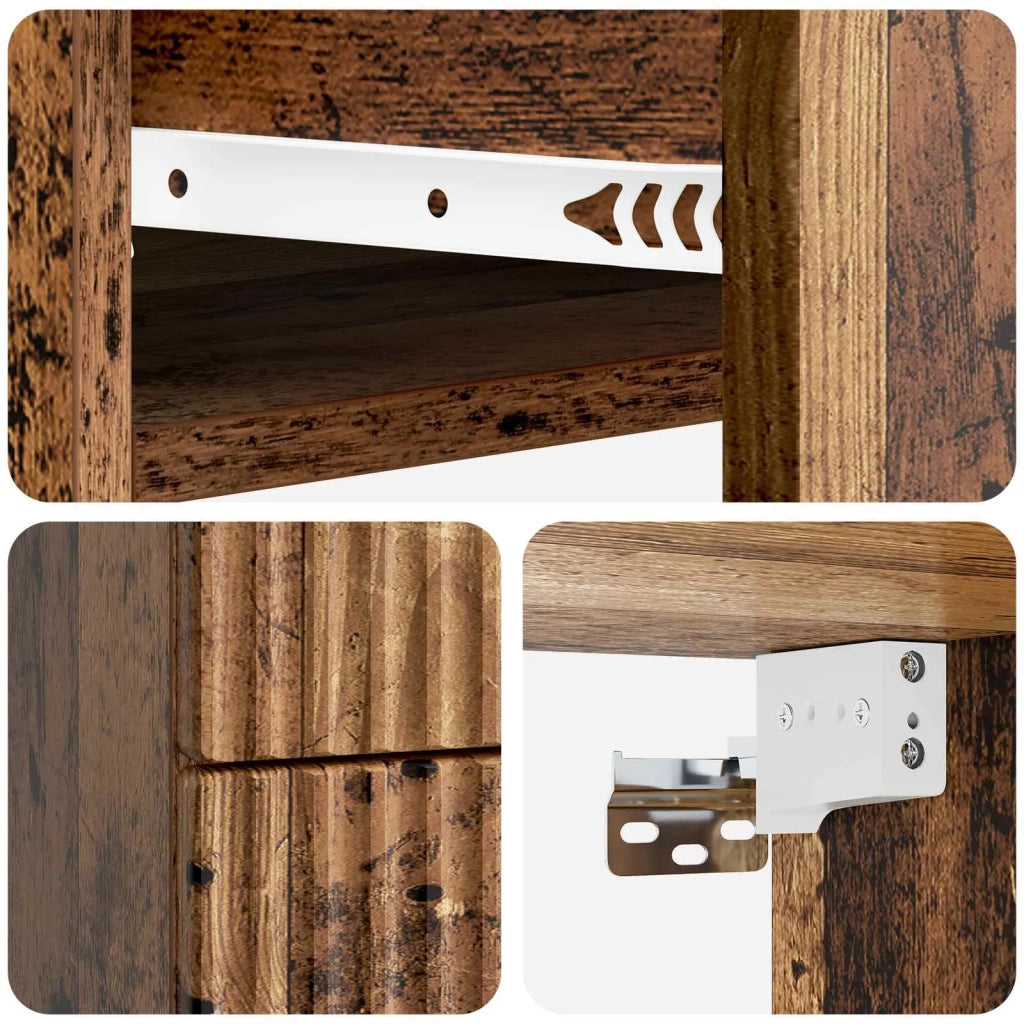 Mobiletto da notte a muro Legno antico 34,5 x 33 x 40 cm 898991