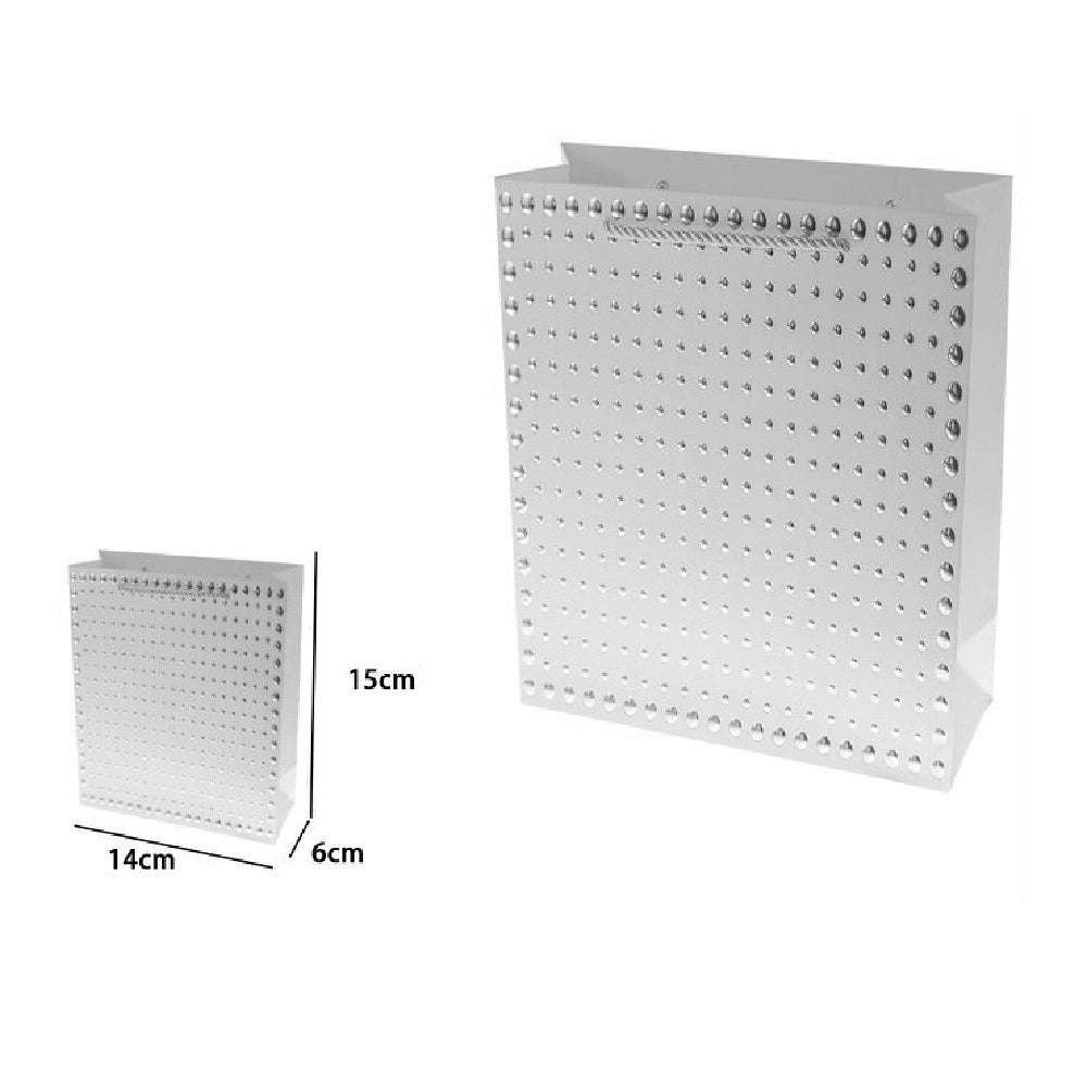 Trade Shop - Set 3 Pz Buste Regalo Shopper Grigia Borchie Maniglie Cordoncino 15x14x6cm 69953 -