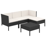 Set Divani da Giardino 5 pz | Set Salotto da Giardino con Cuscini in Polyrattan Nero