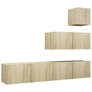 Set di mobili da 4 pezzi tra cui armadio credenza mobile porta TV set per soggiorno/camera da letto legno ingegnerizzato rovere Sonoma marrone 02_0024802