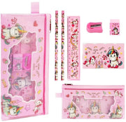 Set di utensili da disegno Unicorn, set di regali da disegno per ragazze 7 pezzi, set di regali per ragazze con etui, matita, righello, quaderno di note, punterello, gomma.