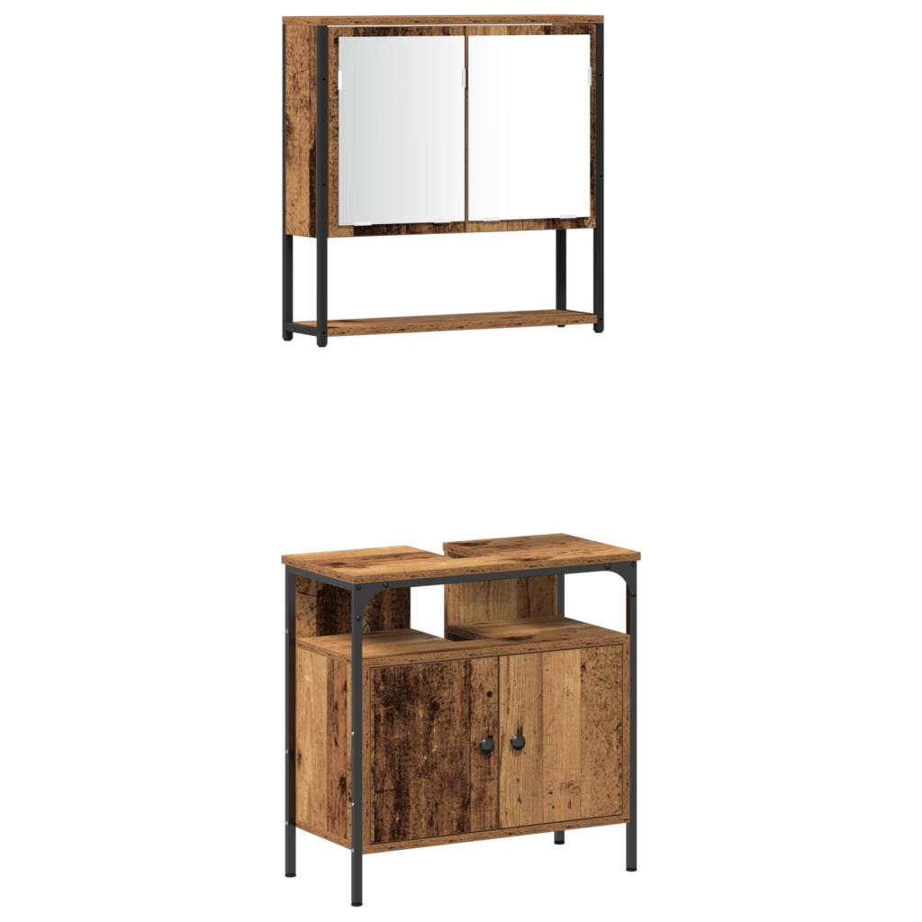 Set di Mobili da Bagno 3 Pezzi Legno Antico