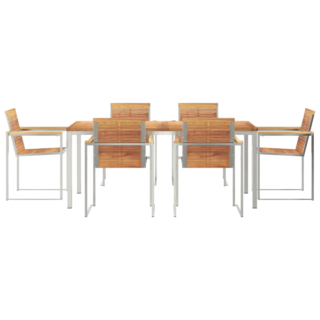 Set da Pranzo da Giardino  7 Pezzi Legno Massello di Teak