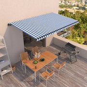 vidaXL Tenda da Sole Retrattile Automatica 500x350 cm Blu e Bianca