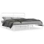 Letto matrimoniale | Letto per adulti | Giroletto con Testiera Metallo Bianco 200x200 cm