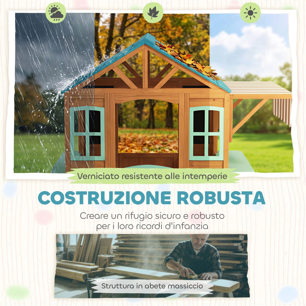 Casetta da Giardino per Bambini con Lavagna e Accessori ¨C Zephmum ¨C Grigio