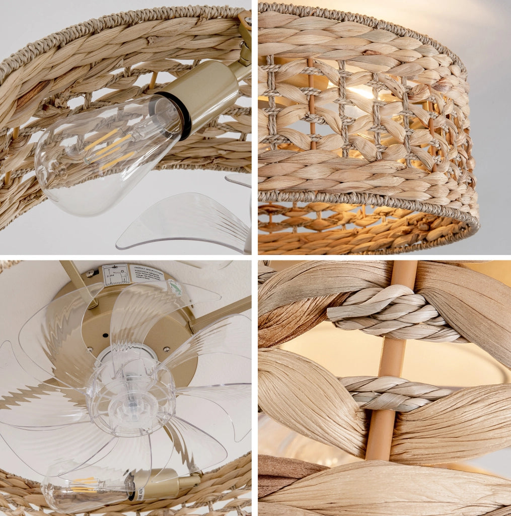 Ventilatore da soffitto con luce, 4 attacchi E26, controllo Bluetooth e telecomando, rame