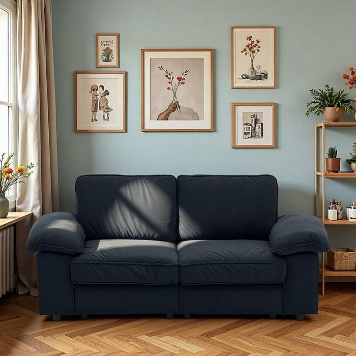 Divano 2 posti con contenitore - Xylo - Design cloud, tessuto morbido, nero