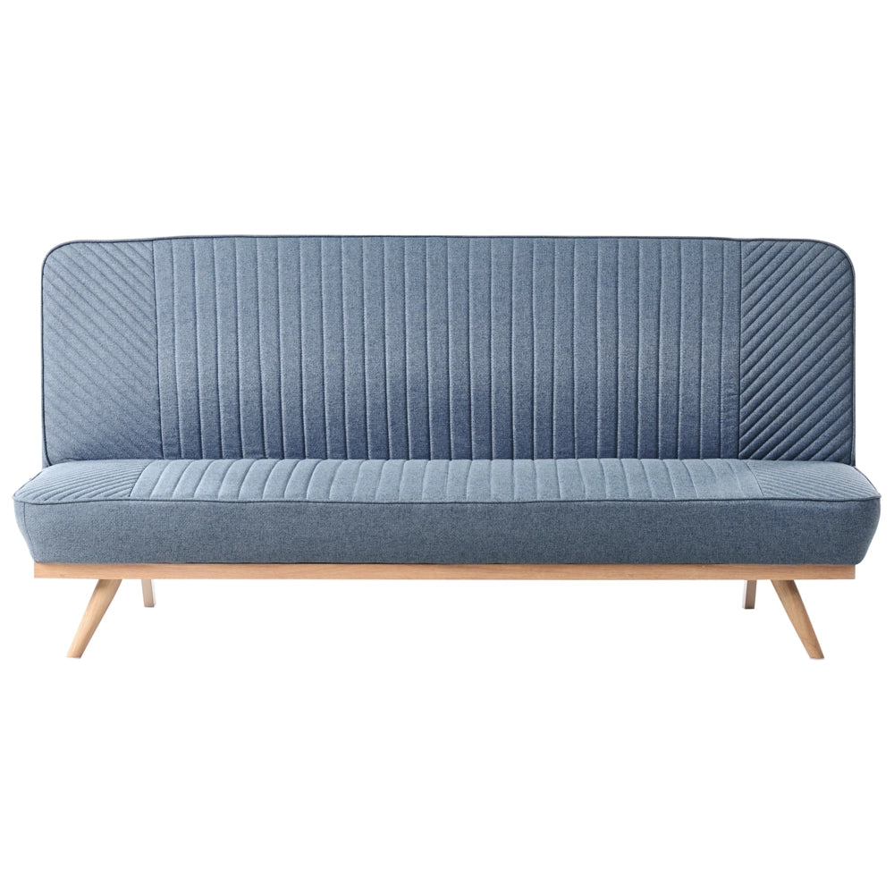 Divano letto Blu Rivestimento in tessuto Gambe in metallo 2 posti Seduta con schienale imbottito Design moderno Senza braccioli