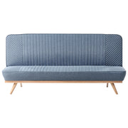 Divano letto Blu Rivestimento in tessuto Gambe in metallo 2 posti Seduta con schienale imbottito Design moderno Senza braccioli
