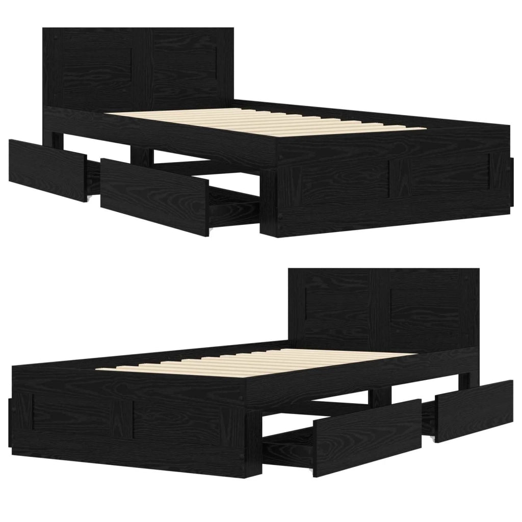 Struttura letto con testata Rovere Nero 80 x 200 cm 3429683