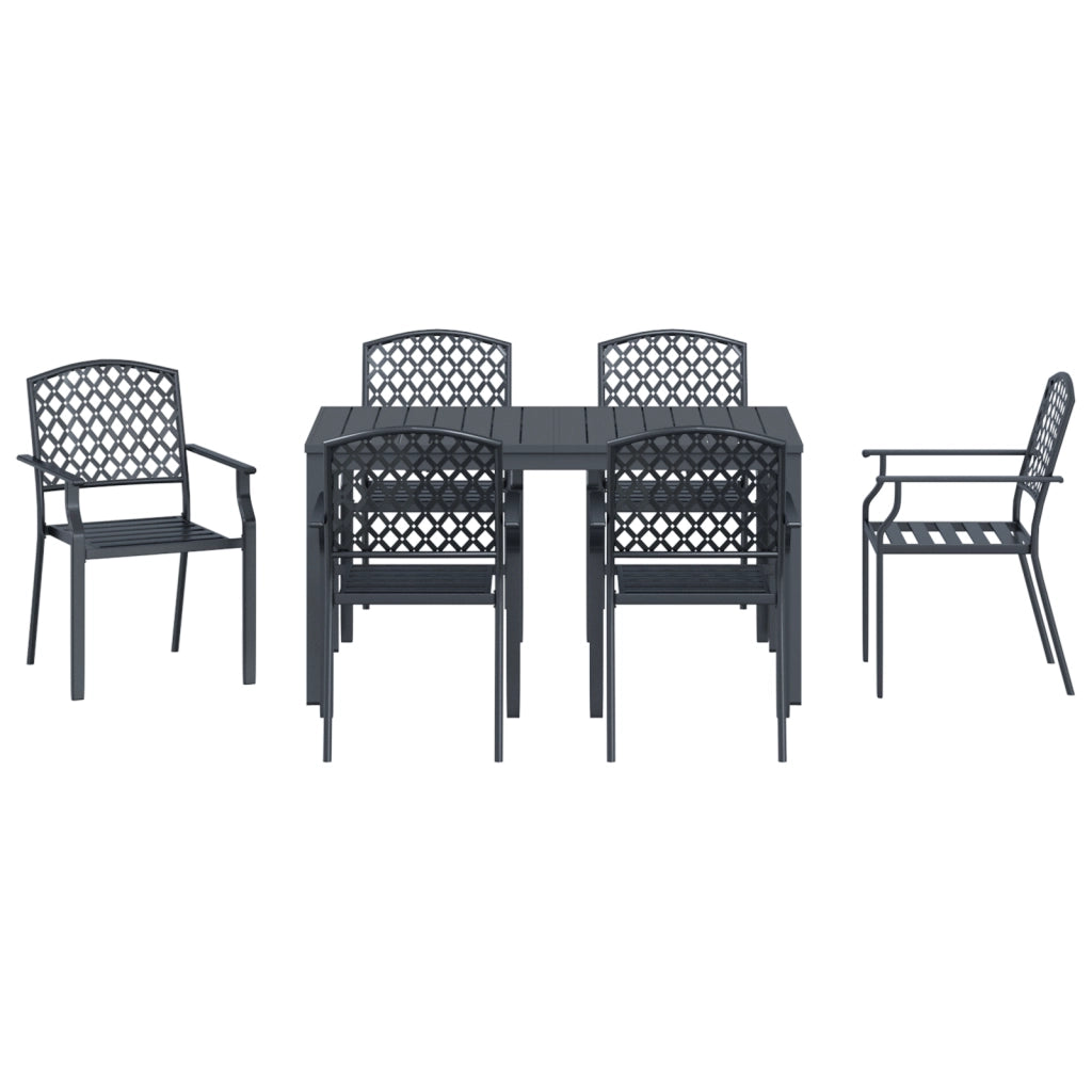 Set da Pranzo da Giardino  7 Pezzi Acciaio Antracite