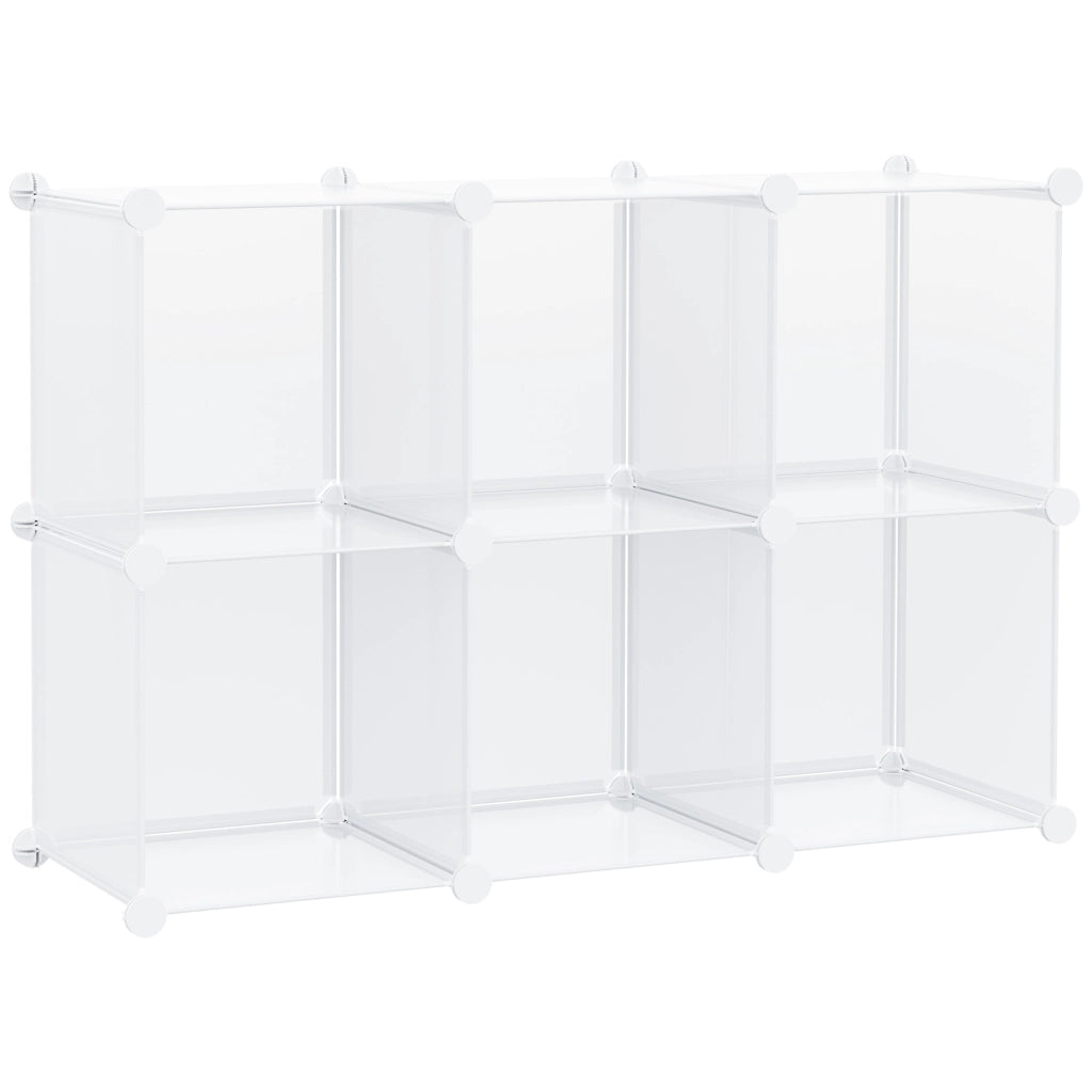 Easycomfort Mobile Scarpiera Modulare Salvaspazio, 6 Cubi in Plastica PP, 65x32x162 cm, Trasparente
