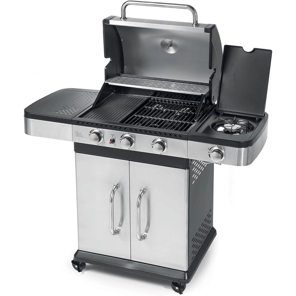 BARBECUE A GAS 3 FUOCHI+FORNELLO LATERALE BBQ COPERCHIO INDIANAPOLIS 4 OMPAGRILL