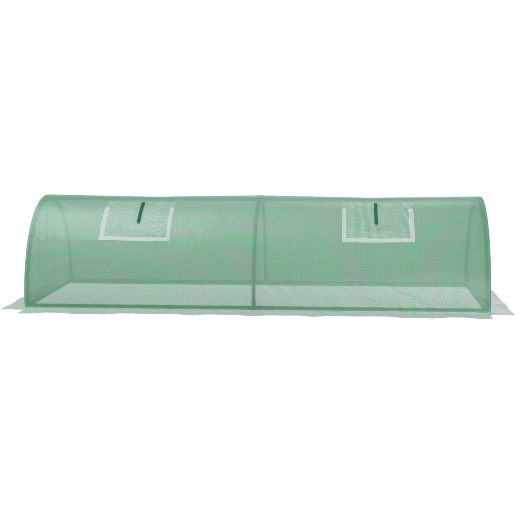 Mini serra tunnel verde con 4 finestre in rete 200x80x45 cm