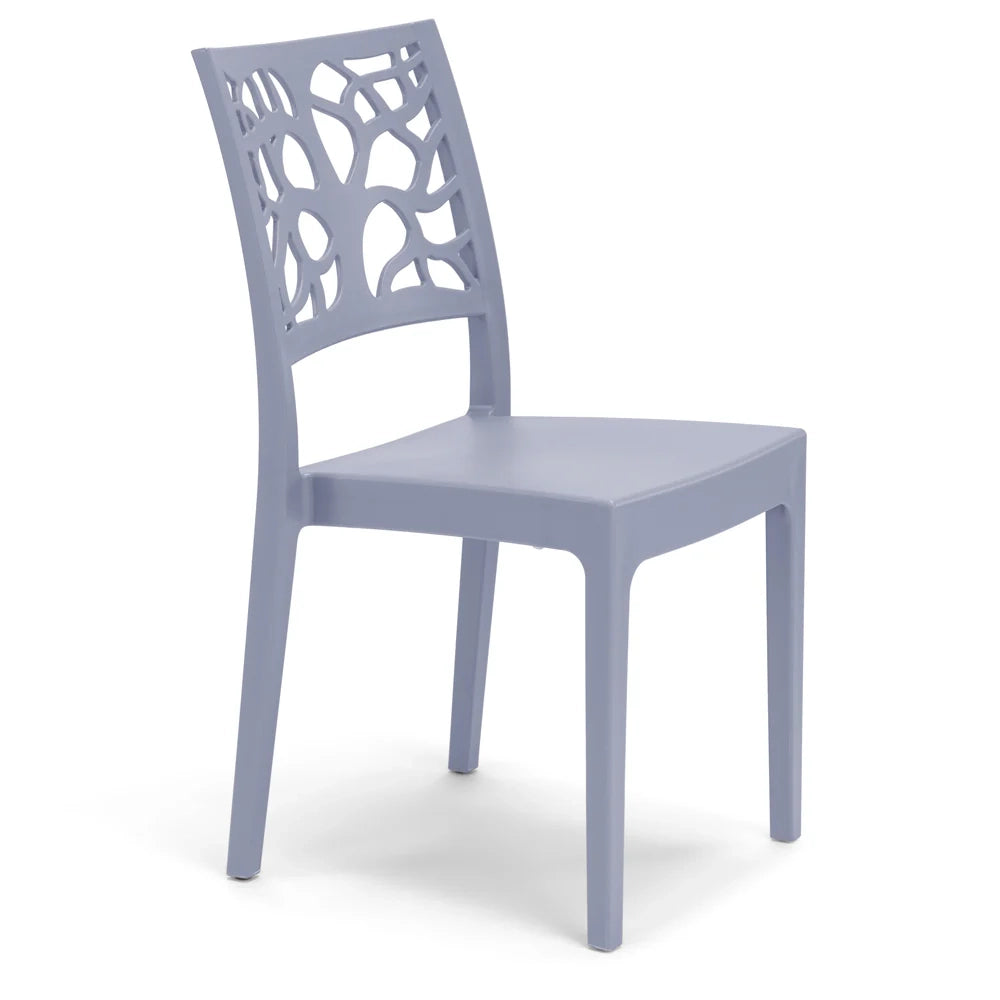 Set 4 sedie in polipropilene TETI, impilabile, resistente ai raggi UV, design moderno, ideale per sala da pranzo, cucina, sala d’attesa, bar, ristoranti o giardino, colore Avio