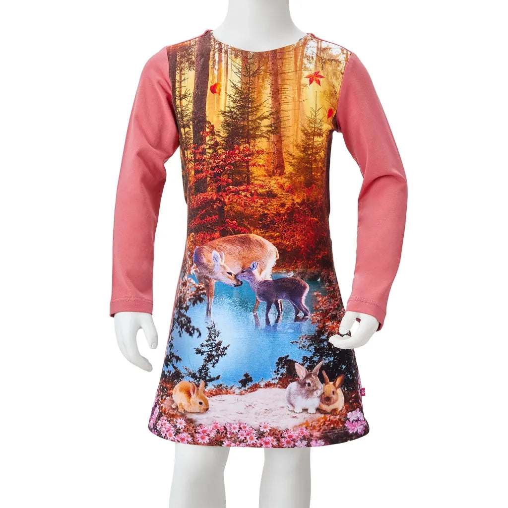 Abito da Bambina a Maniche Lunghe Rosa Antico 128 CFW3960760