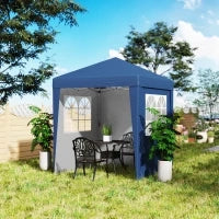 Gazebo da Giardino Pop-up Pieghevole Regolabile in Altezza Protezione UV 30+, 3 Pareti Laterali, Blu