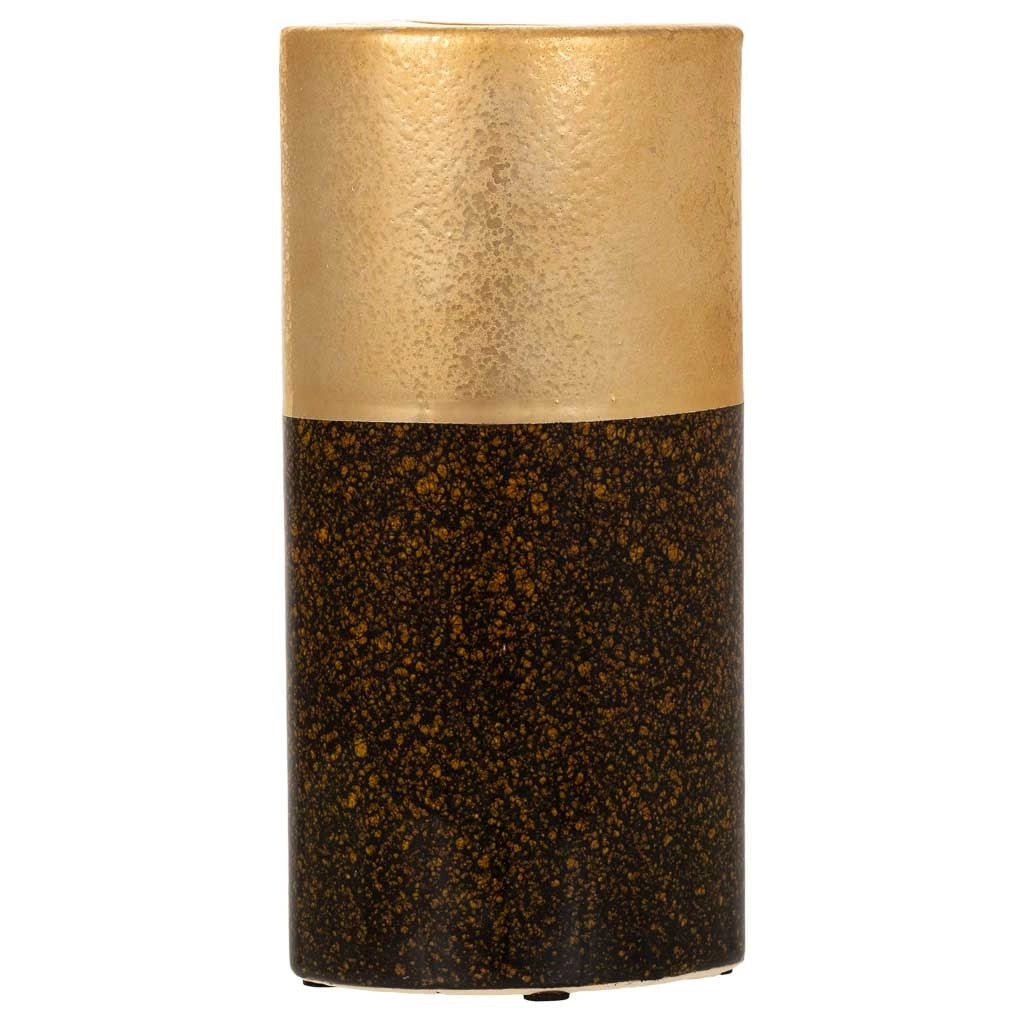 Portacandele in ceramica dorata 10,5x6,5x21h
