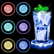 Set da 6 LED-sostegni colorati, sostegni LED illuminanti, sostegni illuminati impermeabili a forma rotonda con 7 livelli di illuminazione, acrilico illuminante per bicchieri per bottiglie di vetro per feste, matrimoni, Natale