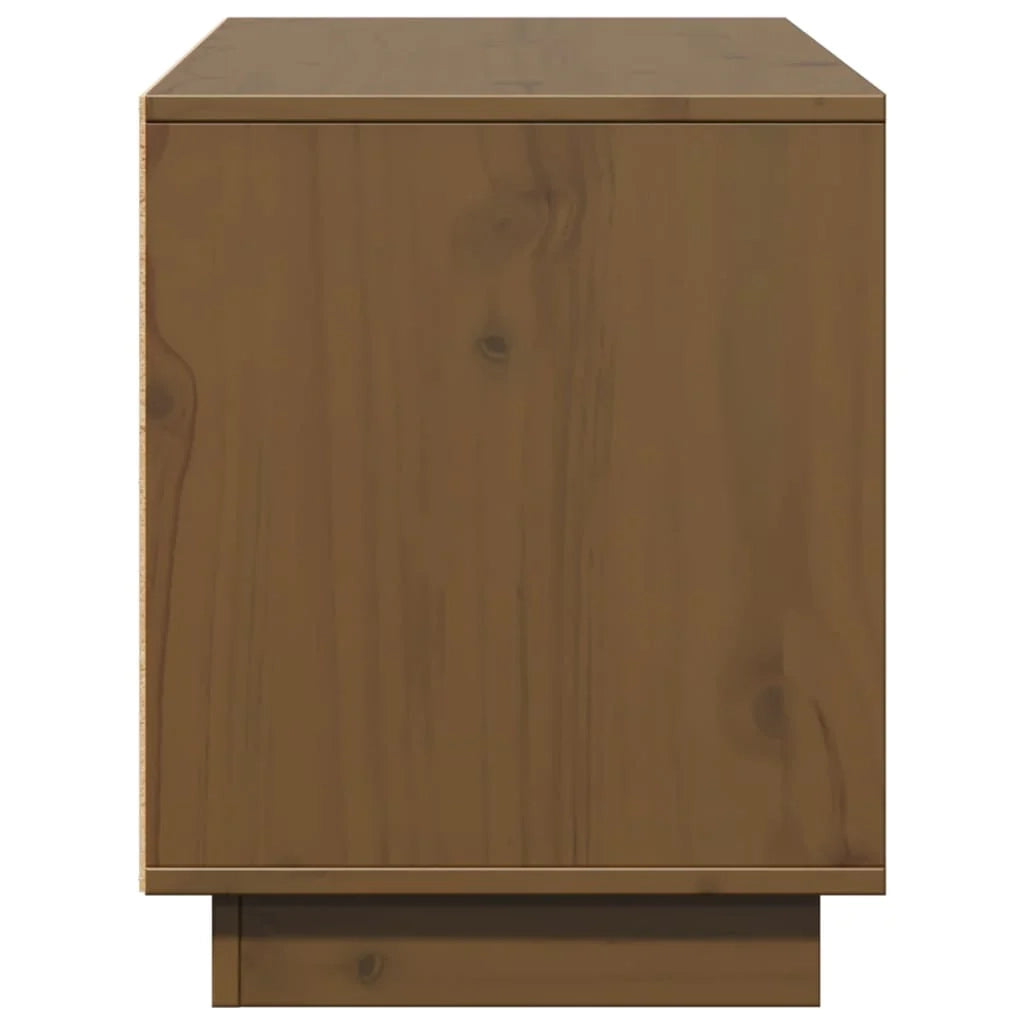 Mobile TV multimediale scaffale TV credenza mobile TV sala da pranzo soggiorno camera da letto color miele 110,5 x 35 x 44 cm legno di pino massiccio marrone 02_0027702