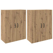 Set di 2 moderni pensili a 4 ante per soggiorno 69,5 x 34 x 90 cm finitura rovere ingegnerizzato realizzati a mano 02_0056056