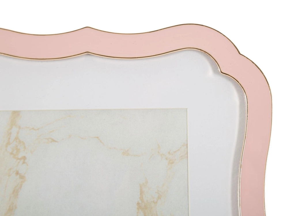 Cornice Margot Rosa 17x1,4x21,9 cm in Zinco e Vetro Rosa e Oro