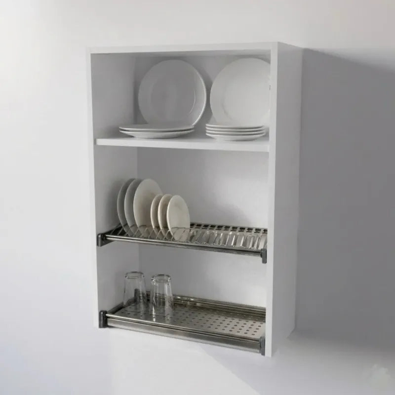 Pensile Scolapiatti H 90X L 60X P 33 Completo Di Scolapiatti In Acciaio Inox. Spedizione In Kit In Colore Bianco