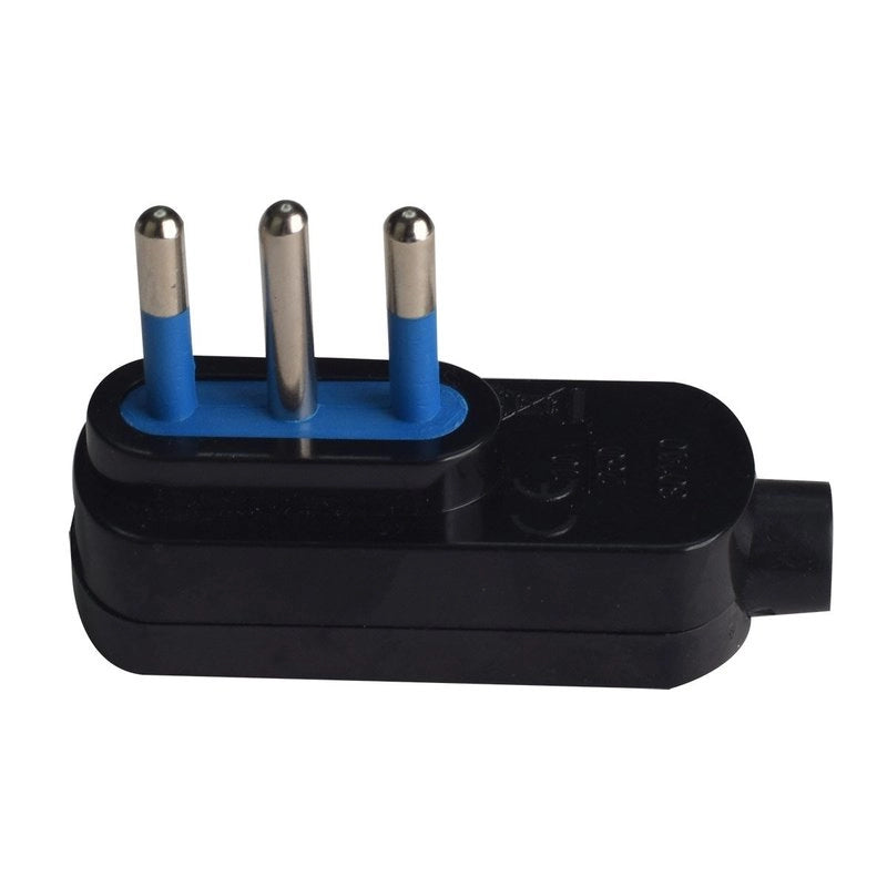 Spina Elettrica Piatta Salvaspazio Laterale 2P+T 10A 25V Max 1500W Spina Piccola 10A Nero