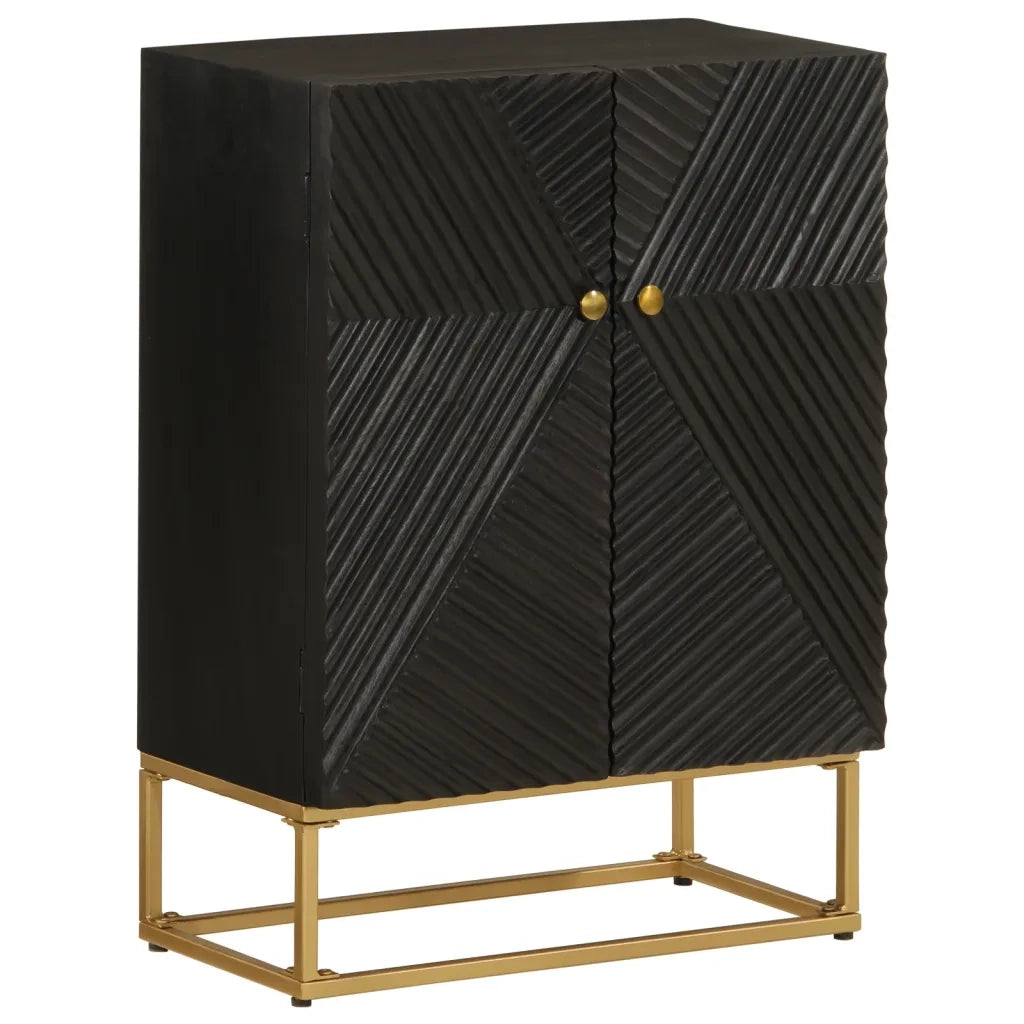 Credenza Nera 55x30x76 cm in Legno Massello di Mango e Ferrocod mxl 91648